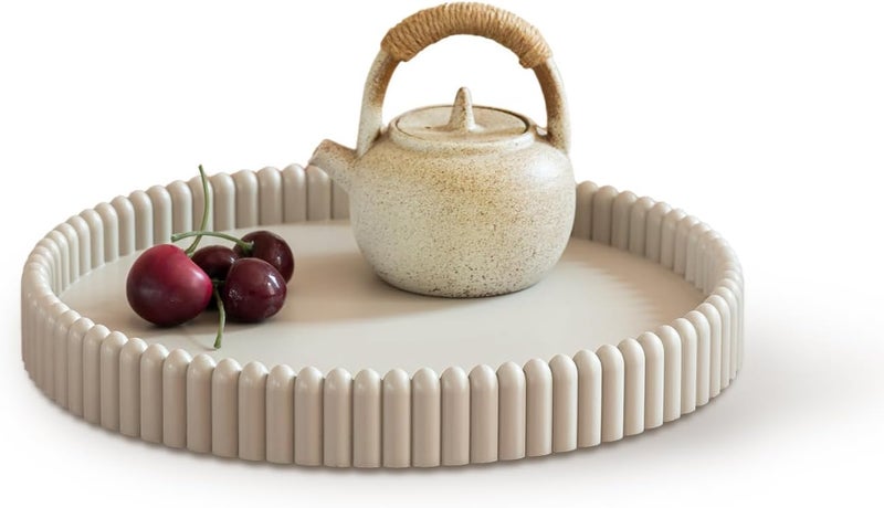 Aftermat Coffee Table Tray, Home Decor Round Tray, Concrete Gray Coffee Table Decor Trays, Serving Decorative Trays for Dining Table - Image 1